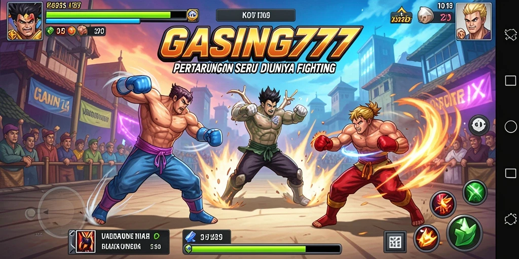 Screenshot GASING777 menampilkan aksi pertarungan yang mendebarkan dan karakter-karakter unik.