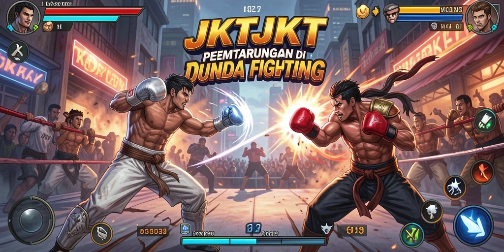 Screenshot menampilkan aksi bertarung seru di JKTJKT.